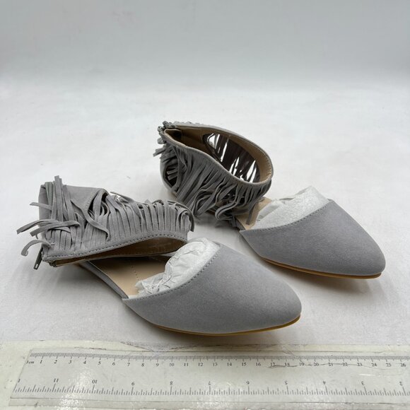 Grey Women Retro Tassel Flat Pump Fringe Ankle Strap Open Toe Buckle Casual Shoe - Picture 3 of 7